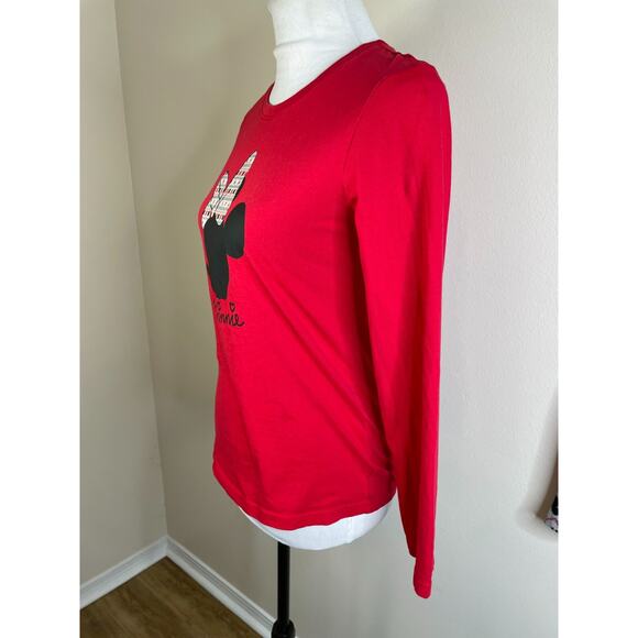 Disney Womens Minnie Mouse 2 Pc PAJAMAS Size Small Fleece Pants RED Gray - Picture 9 of 11